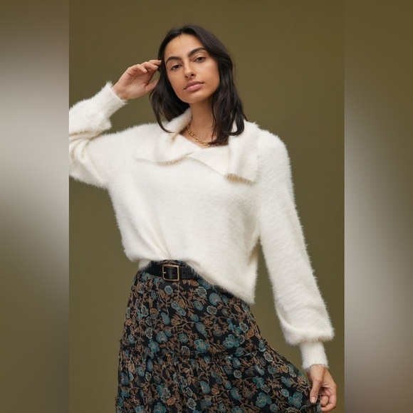 NWT - Anthropologie Maeve Whisper Soft Exaggerated Collar Long Sleeve Sweater - Picture 2 of 4